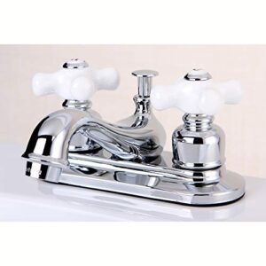 Kingston Brass KB601PX Restoration 4-Inch Centerset Lavatory Faucet with Porcelain Cross Handle, Polished Chrome