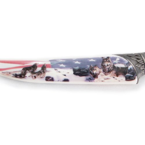 Etrading American Flag Wolf Fantasy Dagger Bowie Knife w/Sheath