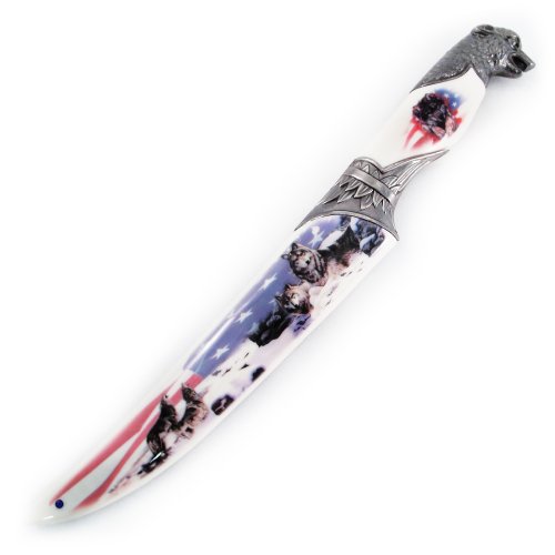 Etrading American Flag Wolf Fantasy Dagger Bowie Knife w/Sheath