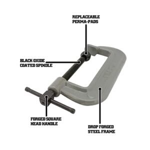 Wilton 103 Heavy-Duty C-Clamp, 3" Opening, 2" Throat (14128) Gray