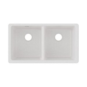 elkay quartz classic elgu3322wh0 equal double bowl undermount sink, white, (sink only)