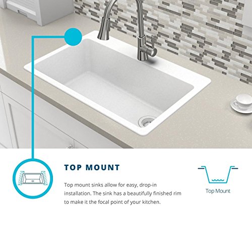 Elkay Quartz Classic ELG250RWH0 White Offset Double Bowl Top Mount Sink