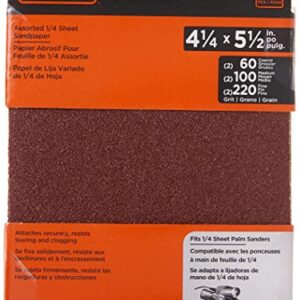 BLACK+DECKER Sandpaper Assortment For Plastic , 1/4-Inch Sheet, 6-Pack (74-606)