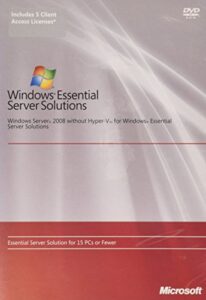 microsoft windows essential server w/o hyper-v 2008 english 1 license dvd 5 client