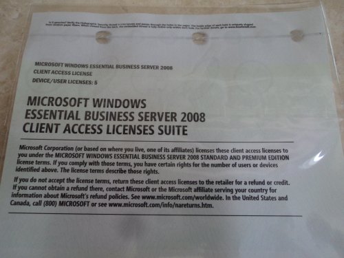 Windows Essential Business Server 2008 English 5 User Client Access License (CAL) U84-01558