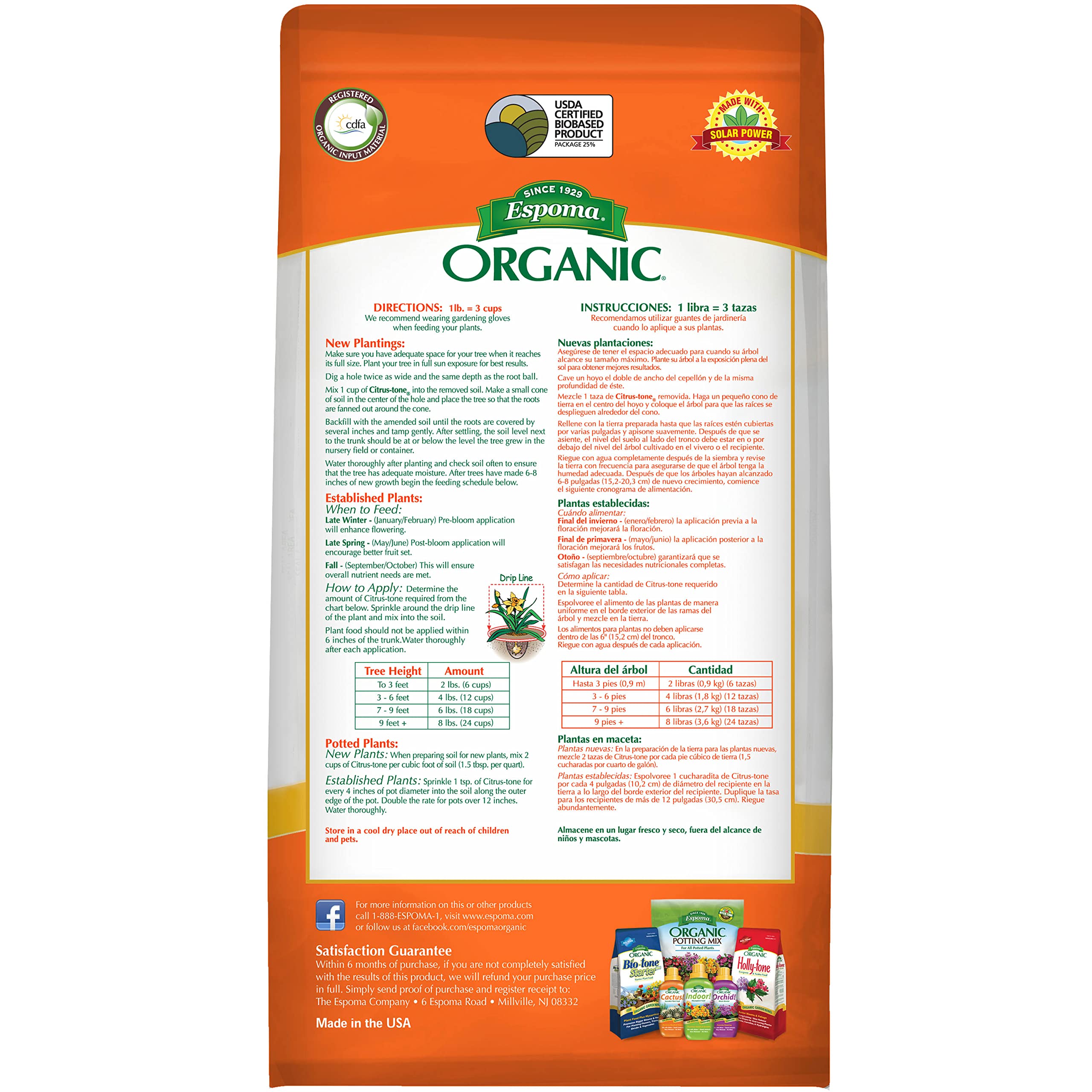 Espoma Organic Citrus-tone 5-2-6 Natural & Organic Fertilizer and Plant Food for all Citrus, Fruit, Nut & Avocado Trees; 4 lb. Bag. Promotes Vigorous Growth & Abundant Fruit