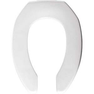 bemis 2155ct 000 commercial heavy duty open front toilet seat without cover that will never loosen & reduce call-backs, elongated, plastic, white