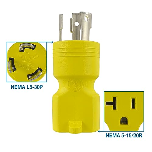 Conntek 30126 L5-30P to 5-15/20R Plug Adapter, Yellow, 1 Pack