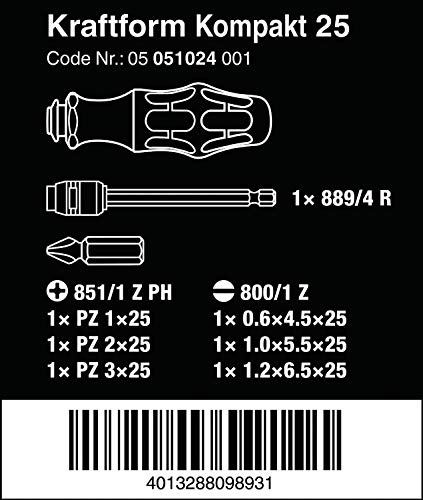 Wera 051024 Kraftform Kompakt 25 Pouch Set, Flat