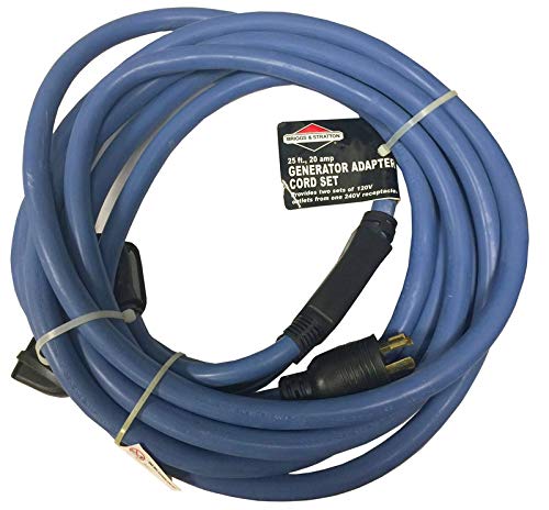 Briggs and Stratton 25-Foot, 20 Amp Generator Adapter Power Cord Set, 5-20P/R 4 Outlet (Blue)