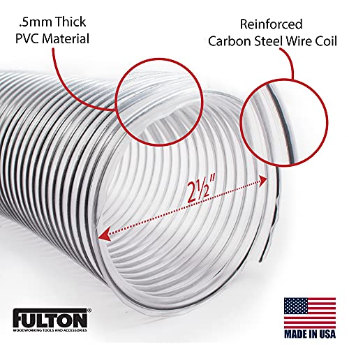 2.5" x 50’ Ultra Flex Clear Vue Heavy Duty PVC Dust Debris and Fume Collection Hose MADE IN USA!