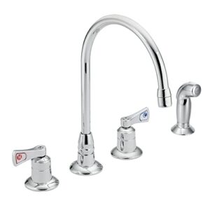 moen 8242 commercial m-dura kitchen faucet with side spray with 2.5-inch handles 2.2 gpm, chrome, 0.5