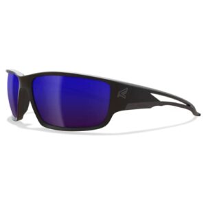 edge tskap218 kazbek polarized wrap-around safety glasses, anti-scratch, non-slip, uv 400, military grade, ansi/isea & mceps compliant, 5.04" wide (black frame/aqua precision blue mirror lens)
