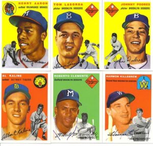 1994 topps archives 1954 reprint complete mint hand collated 256 card set; it was never issued in factory form. loaded with stars and hall of famers including jackie robinson, gil hodges, warren spahn, eddie mathews, pee wee reese, yogi berra, phil rizzut