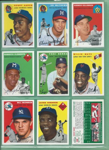 1994 Topps Archives 1954 Reprint Complete Mint Hand Collated 256 Card Set; It Was Never Issued in Factory Form. Loaded with Stars and Hall of Famers Including Jackie Robinson, Gil Hodges, Warren Spahn, Eddie Mathews, Pee Wee Reese, Yogi Berra, Phil Rizzut