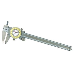 starrett 120 series fractional dial calipers for accurate measurement with fitted plastic case - white face, 0-6" range, -0.002" accuracy, 0.010" graduations - 1202f-6