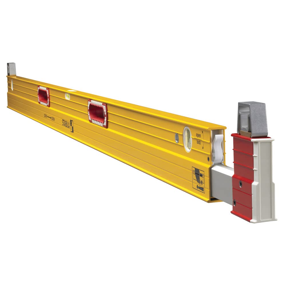 Stabila 35610 Type 106T Extendable Plate Level 6-10 Feet with Removable Standoffs The Extra Long Spirit Level For Accurate Measurements Across Irregularities and Laths, Yellow