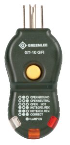 greenlee gt-10gfi tester, circuit gfi, circuit tester polarity cube for troubleshooting 20 vac grounded outlets and testing gfci receptacles, black, small