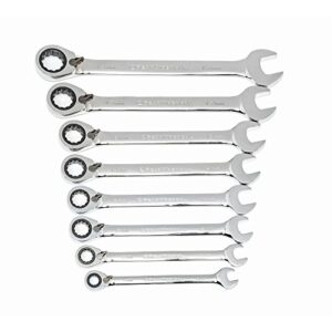 gearwrench 8 pc. 12 pt. reversible ratcheting combination wrench set, metric - 9543