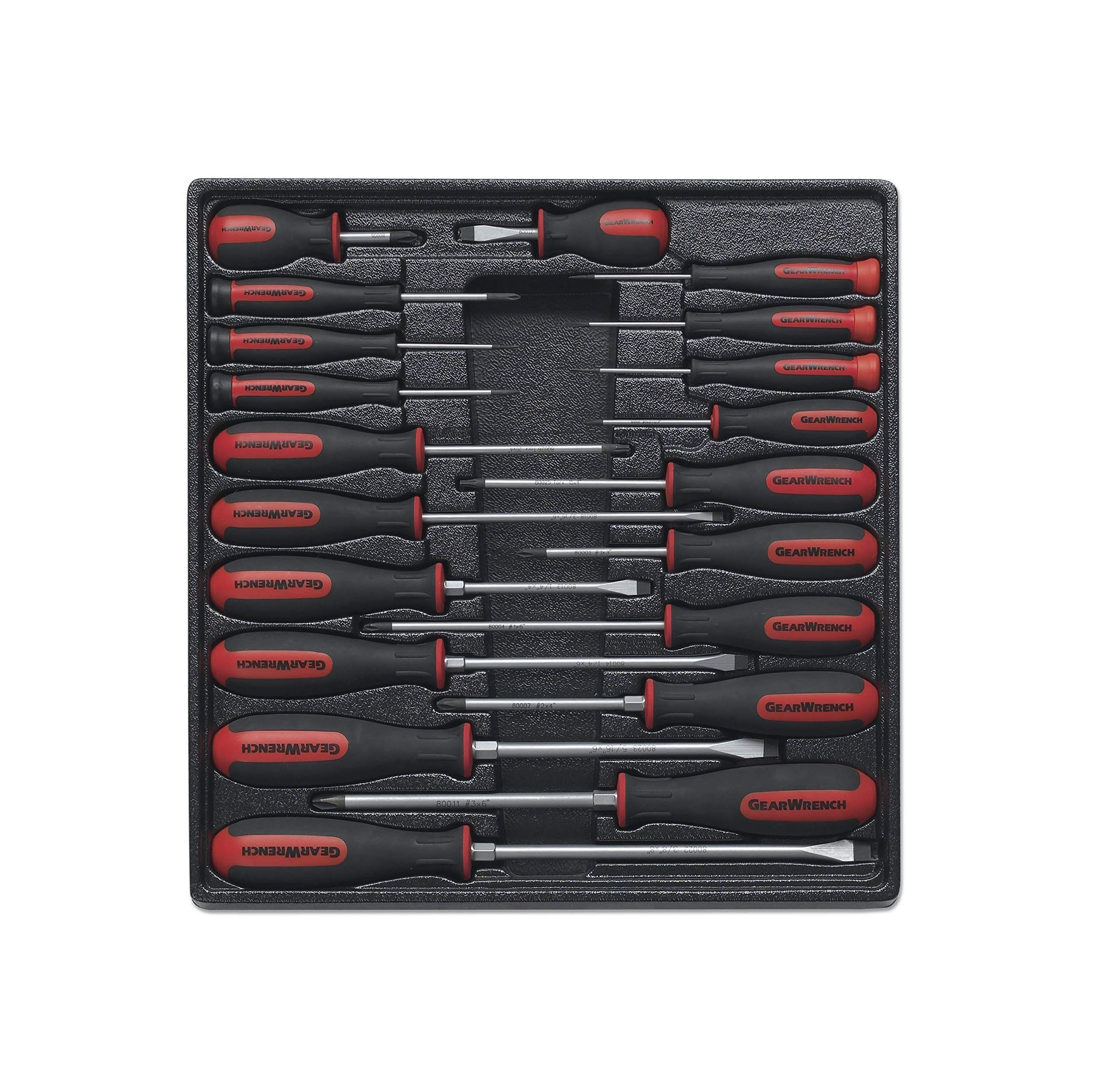 GEARWRENCH 20 Pc. Phillips/Slotted/Torx Screwdriver Set, Dual Material Handles - 80066