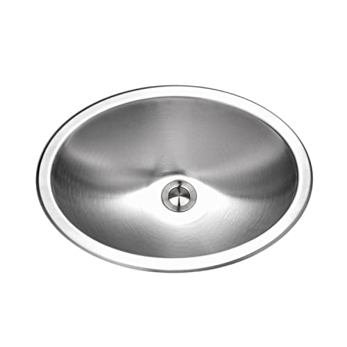 HOUZER Opus Series CHT-1800-1 Topmount Oval Bowl Bathroom Sink, Without Overflow, 17-3/4" x 13-9/16", Stainless Steel