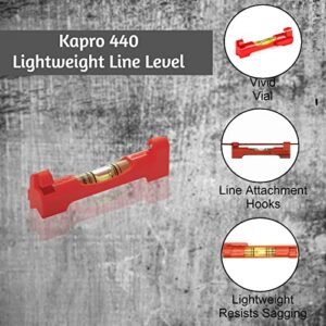 Kapro - 440 Lightweight Line Level - Features Vivid Vial and Line Attachment Hooks - With V-Groove and Pocket Clip - Durable Aluminum Shell - For Landscaping, Paving, and Construction