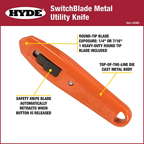 HYDE 42065 Switchblade Professional Safety Knife, Orange, 5/16 to 3/8-inch Exposure