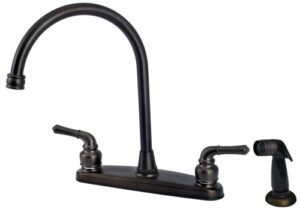 8" kitchen deck faucet, 2-handle, washerless cartridge - by plumbusa (oil rubbed bronze finish (with sprayer))