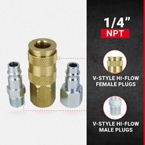 Milton S-217 1/4" NPT V Style Coupler and Plug Kit - 6 Piece