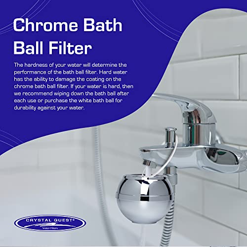 Crystal Quest Chrome Bath Ball Water Filter – Removes Contaminants for Softener, Smoother Skin - BPA Free - 2,500 Gallons of Filtration