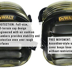 DEWALT DG5217 All-Terrain Kneepads with Layered Gel Padding with Full Size, All Terrain Cap, Grey, Pack of 1