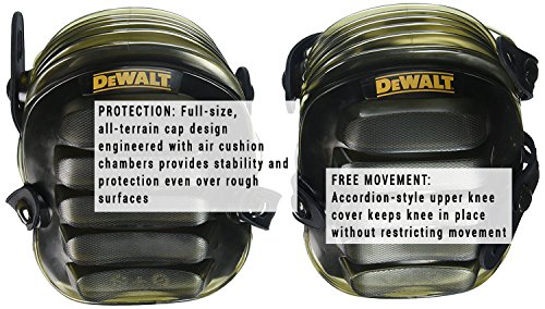 DEWALT DG5217 All-Terrain Kneepads with Layered Gel Padding with Full Size, All Terrain Cap, Grey, Pack of 1