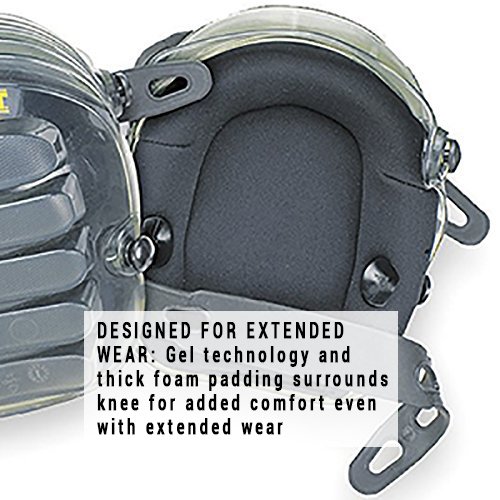 DEWALT DG5217 All-Terrain Kneepads with Layered Gel Padding with Full Size, All Terrain Cap, Grey, Pack of 1