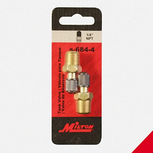 Milton S-684-4 1/4" MNPT Male Tank Valve, includes Protective Caps (Pack of 2)