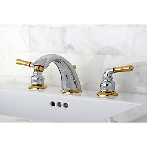 Kingston Brass KB964 Magellan Widespread Bathroom Faucet, 8-Inch Adjustable Center, Polished Chrome/Polished Brass