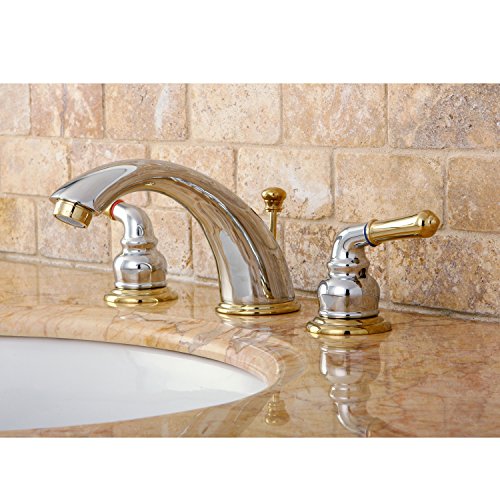 Kingston Brass KB964 Magellan Widespread Bathroom Faucet, 8-Inch Adjustable Center, Polished Chrome/Polished Brass