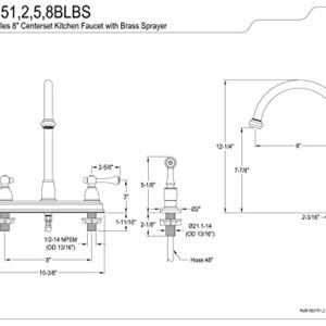 Kingston Brass KB3755BLBS Vintage set Kitchen Faucet with Brass Sprayer, 8-1/2-Inch, Oil Rubbed Bronze