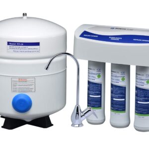 North Star NSRO42C4 Reverse Osmosis Under Sink Drinking Water Filtration System (7287695) | 3 Stage System Includes Membrane and 2 Carbon Filters to Reduce Lead, Arsenic & TDS | Kitchen Faucet & Tank Included