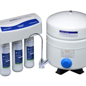 North Star NSRO42C4 Reverse Osmosis Under Sink Drinking Water Filtration System (7287695) | 3 Stage System Includes Membrane and 2 Carbon Filters to Reduce Lead, Arsenic & TDS | Kitchen Faucet & Tank Included