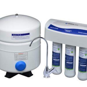 North Star NSRO42C4 Reverse Osmosis Under Sink Drinking Water Filtration System (7287695) | 3 Stage System Includes Membrane and 2 Carbon Filters to Reduce Lead, Arsenic & TDS | Kitchen Faucet & Tank Included