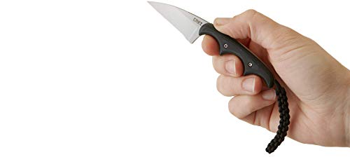 COLUMBIA RIVER KNIFE & TOOL CRKT Minimalist Wharncliffe Neck Knife: Compact Fixed Blade Knife, Folts Utility Knife, Bead Blast Blade, Resin Infused Fiber Handle, and Sheath 2385