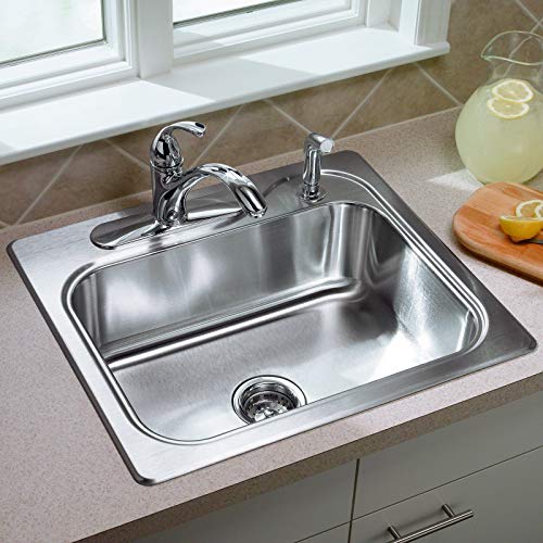 STERLING 11403-4-NA Southhaven 25-inch by 22-inch Top-mount Single Bowl Kitchen Sink Stainless Steel