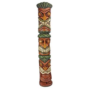 design toscano cs22670 aloha hawaii tiki: moai haku pani sculpture, 5.5"d x 5.5"w x 31"h, woodtone