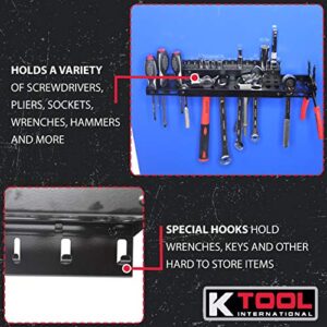 K Tool International 72465 MagClip Multi-Function Adjustable Tool Holder for Garages, Repair Shops, and DIY, 20"L x 4.75"W x 5"D, Stores up to 71 Tools, 15 lbs. Capacity, Alloy Steel, Black