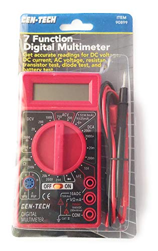 Cen-Tech Digital Amp Ohm Volt Meter Ac Dc Voltmeter Multimeter,Red