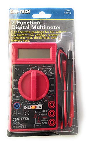 Cen-Tech Digital Amp Ohm Volt Meter Ac Dc Voltmeter Multimeter,Red