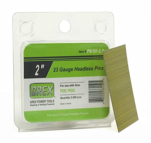 GREX - P6/50-2.5 Grex P-6/50-2.5 23 Gauge 2-Inch Length Headless Pins (2,500 per Box)