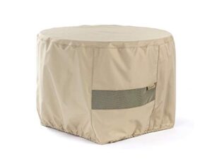 covermates round firepit cover – water-resistant polyester, mesh ventilation, fire pit covers-khaki