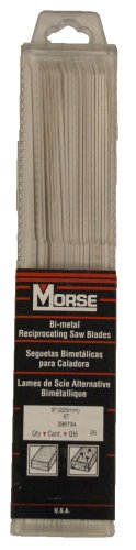 M.K. Morse RB95006T25 9-by-3/4-by-0.050-Inch 6 TPI Bi-metal Reciprocating Saw Blade, 25-Pack