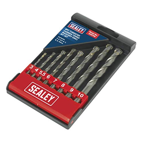 Sealey AK5708 Tungsten Carbide Tipped Masonry Drill Bit Set 8pc, Black